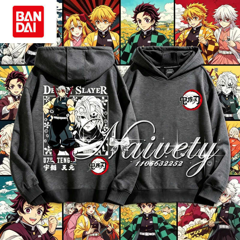 Bandai 2026 Winter Demon Slayer Uzui Tengen Hoodie Cotton Casual Cool Streetwear Couple Parent-child Sweatshirt for Adults Kids Y2k L260805O3MW