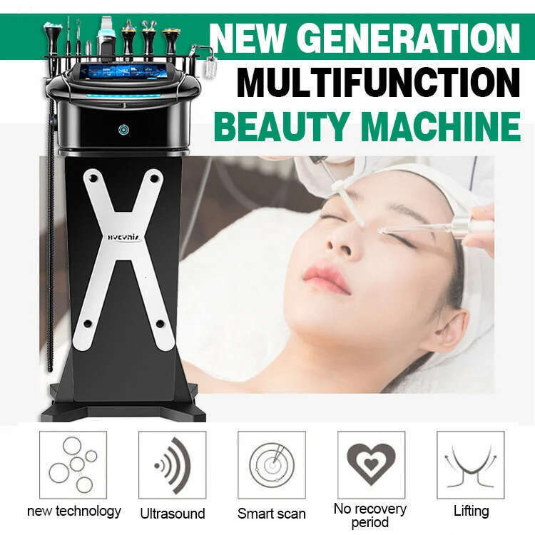 New Arrival 9 In 1 RF + Ultrasound Skin Facial Beauty Dermabrasion Wrinkle Improve Dark Circle Remove Skin Cleaning Hydrating Anti-Aging Apparatus