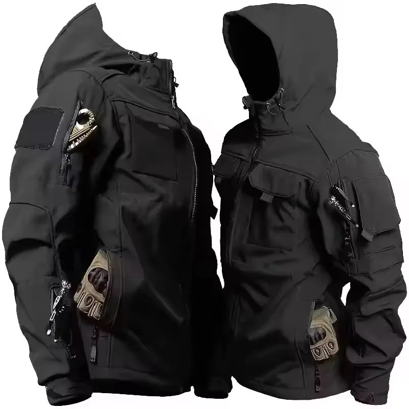 Autumn WinterTactical Jackets Men Military Soft Shell Waterproof Windproof Hooded Jacket Outdoor Functional Multi-pockets 260805