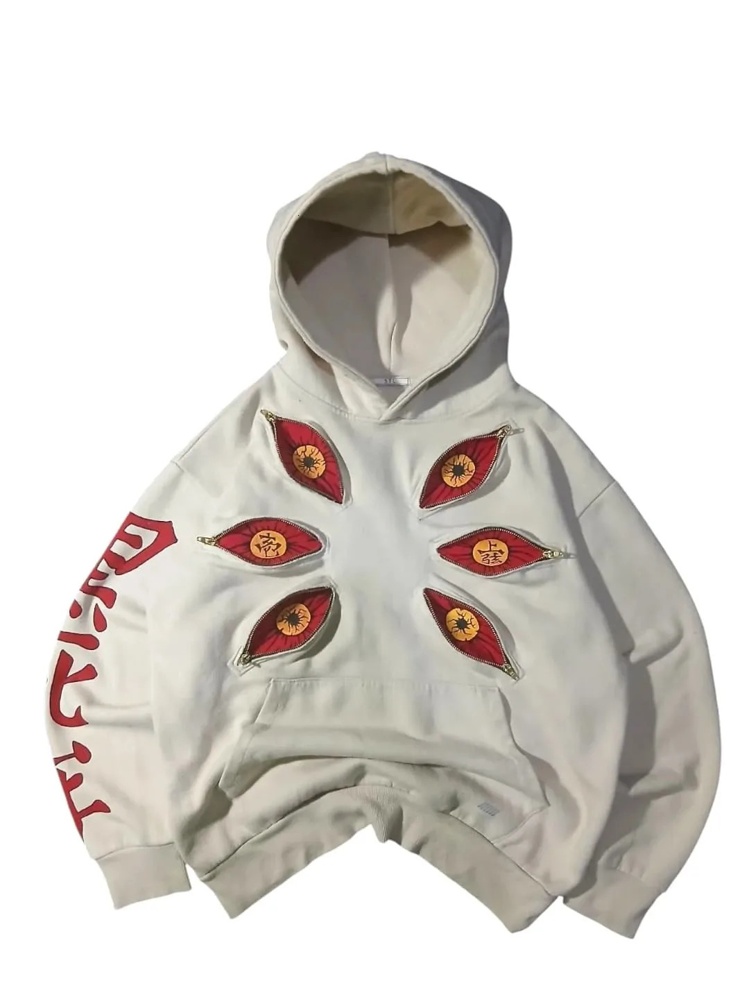 Punk Six Eyes Kokushibo Multi Zipper Hoodies Cool n Sweatshirt Y2k Streetwear Oversized Casual Fashion Couples Anime Hoodie 260805