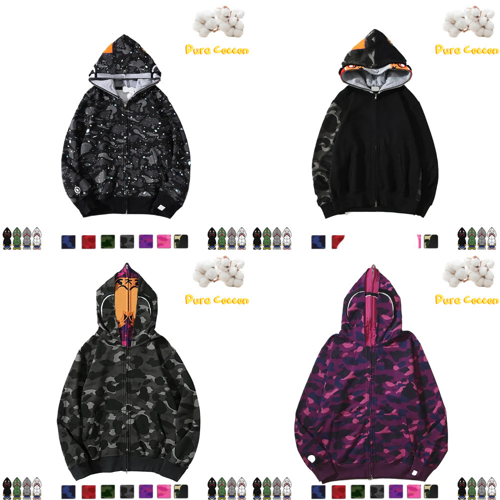 Designer Mens Hoodie Hoodies Womens Men Women Shark Print Long Sleeve Zip Up Sweatshirt Casual Streetwear Fashion Clothing Daily Outfit Y2k bf