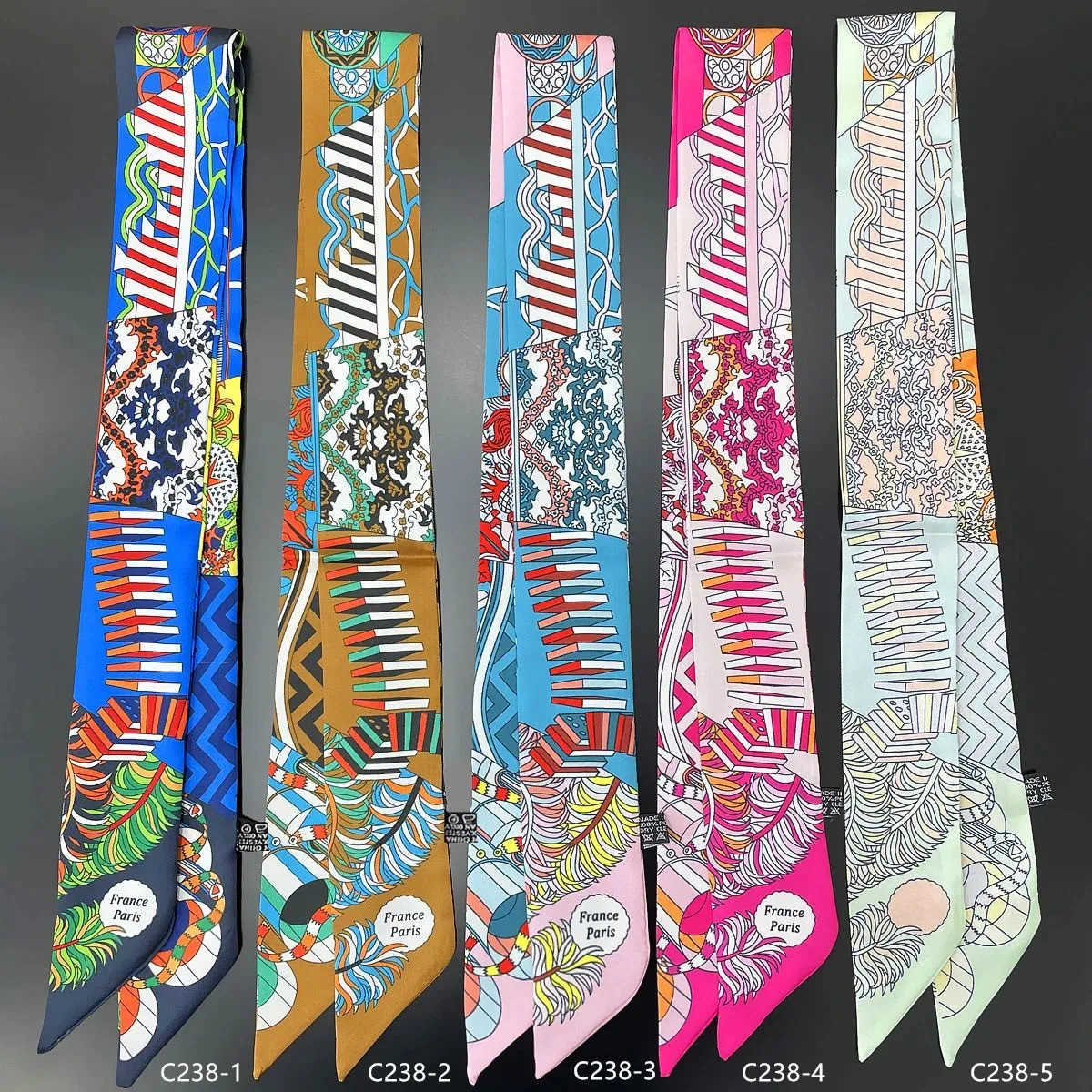 Korean version of new plant flower women's diagonal versatile ribbon scarf tied bag handle ribbon headband small scarf L2608047C0L