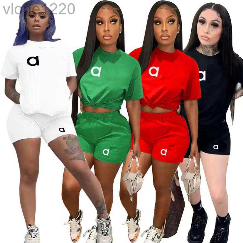 Pink design Women's Tracksuits brand Designer Short Sleeve Two Piece Set Women T-shirt Jogger Shorts Sports Suit Streetwear Femme cotton Clothi