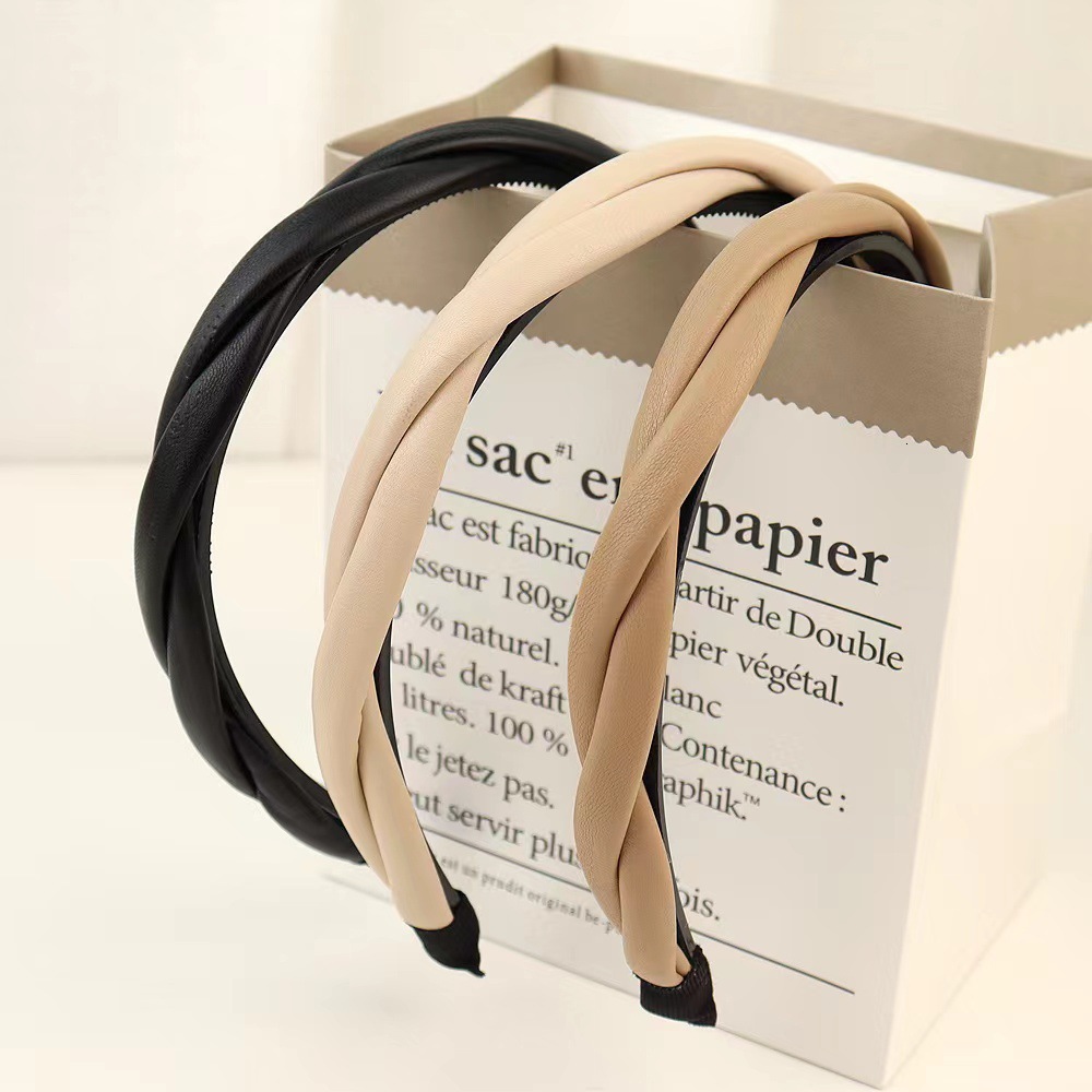 Buy one get one free 2026 New Vintage for Women, High-Quality Leather Braided Headband with Teeth, Non-Slip Fine Clip Hair Accessory