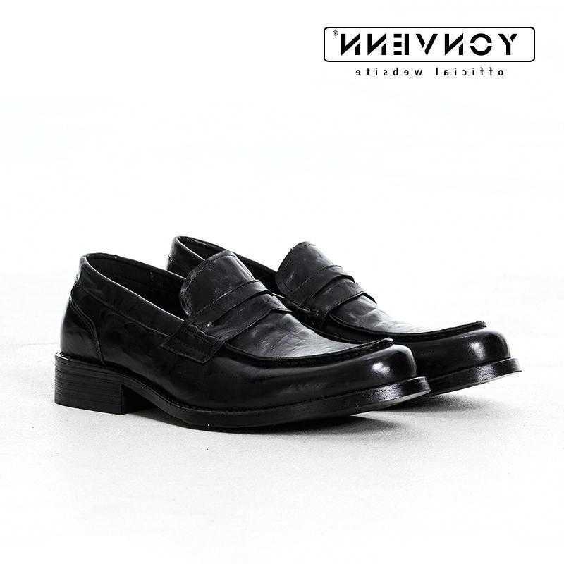 cowhide loafers with men's New pleated design derby formal leather shoes black classic dress shoes H260805