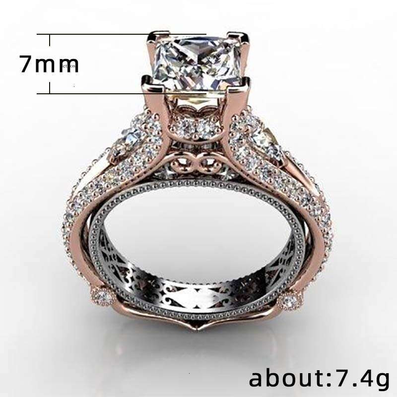new Moissanite Jewelry style two-tone jewelry retro and elegant wedding ring women's ring with large Moissanite
