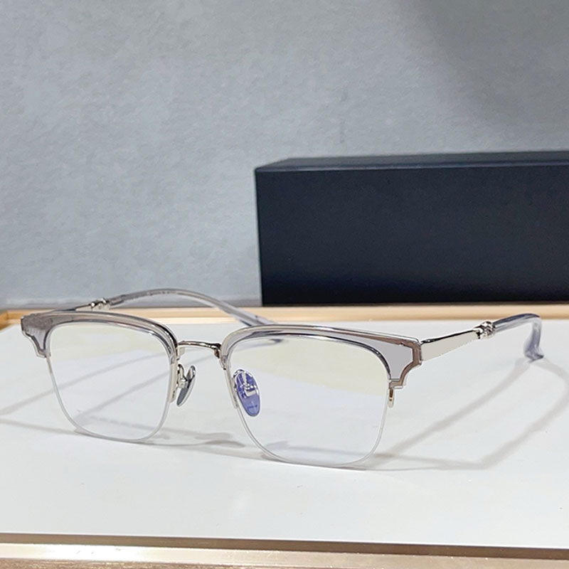 Fashion Designer Optical Sunglasses Acetate Fiber Splicing Metal Frame Half Frame Light Color Transparent Glasses fashion Personality Womens glasses