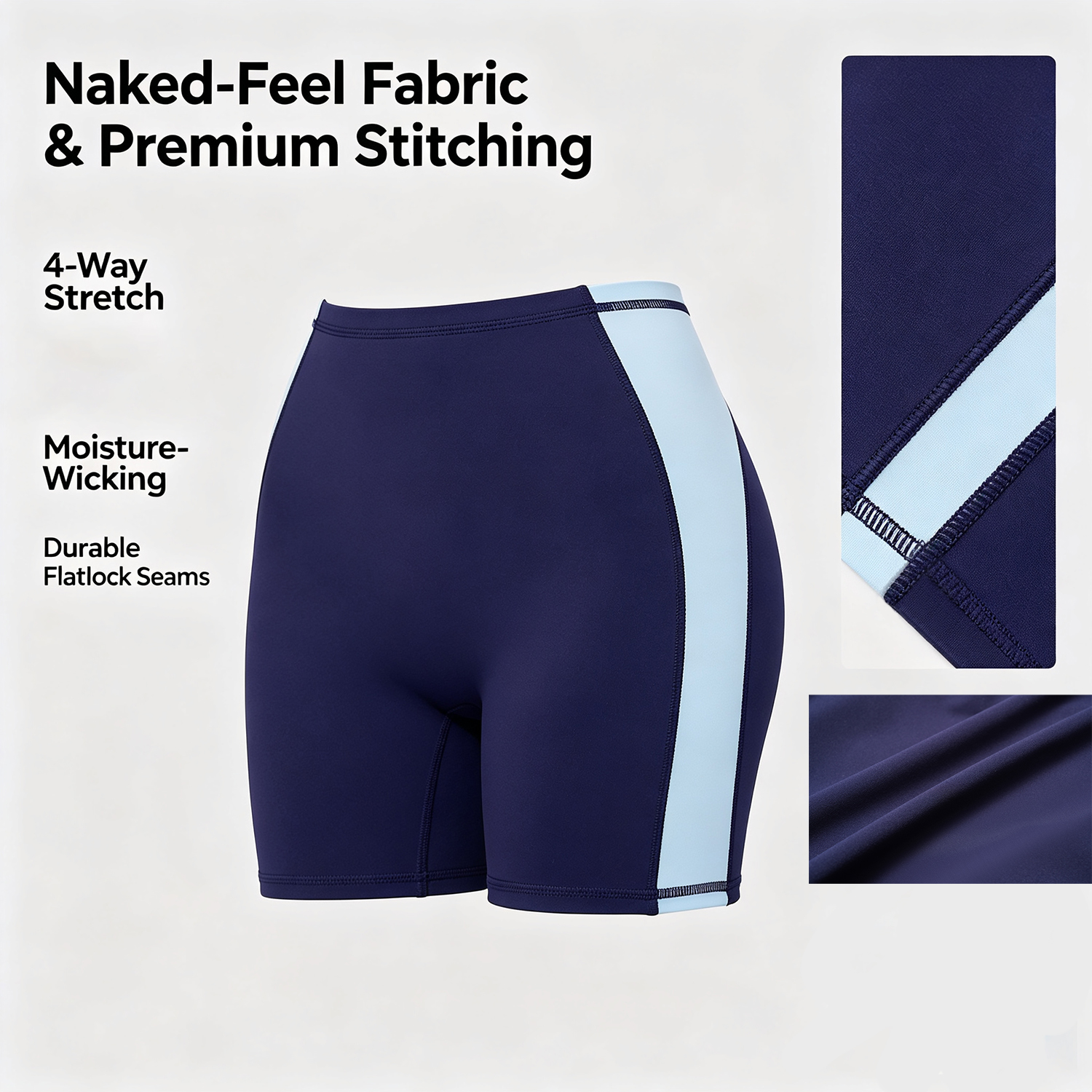 High Waist Tummy Control 3 Inch Color Block Shorts with V Shaped Back Seam Women's Retro Gym Biker Shorts - L