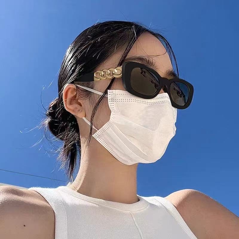 Luxury Brand Designer Sunglasses Square Sunglasses For Women With Small Faces, High-End, Tech-Inspired, Fashionable, Internet Celebrity Style, Black