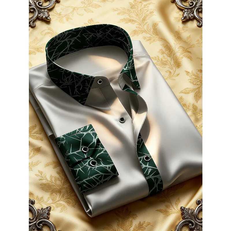 FGKKS Men Shirt Brand New Arrival Patchwork Tuxedo Long Sleeve Smart Casual Elastic Man Business Dress Shirts Z260805