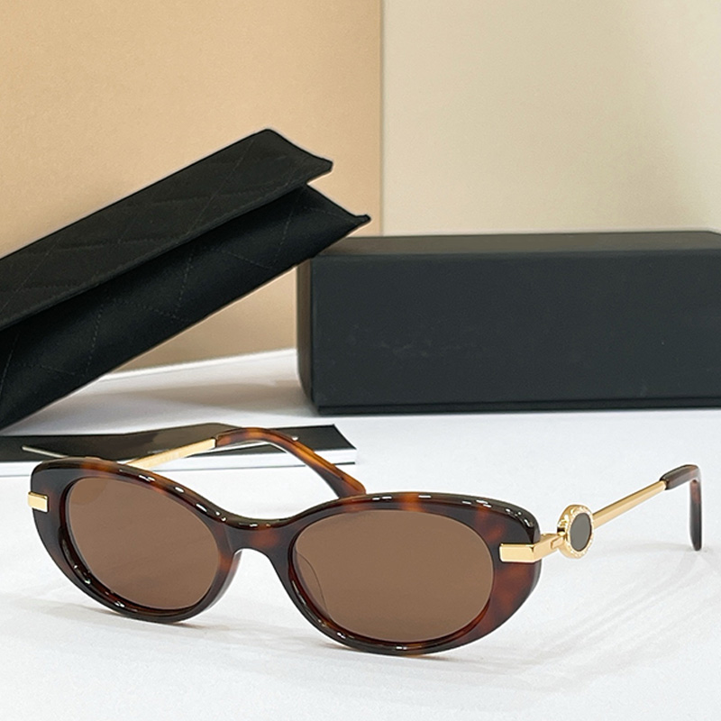 CH7296B Classic womens oval sunglasses designer fashionable tortoiseshell acetate frame oval glasses mens womans summer daily wear sunglasses UV400