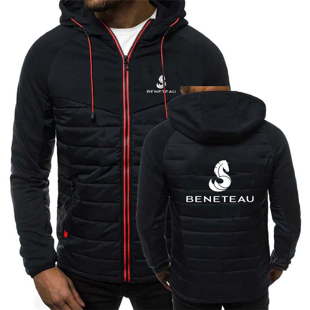 2024 Beneteau Sailboat Sailing Yacht Men Autumn Popular Patchwork Seven-color Cotton-padded Jacket Hooded Coats Printing Clothes S260805A3X4