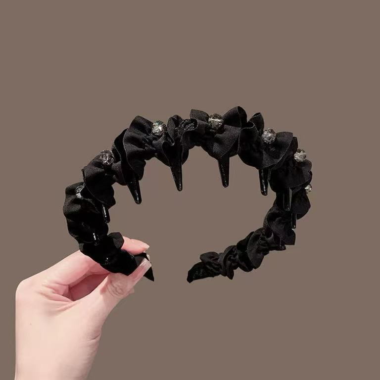 Buy 1 Get 1 Free Spring and summer new Korean-style mesh pleated rhinestone non-slip toothed headband, simple, elegant, fashionable, versatile hair