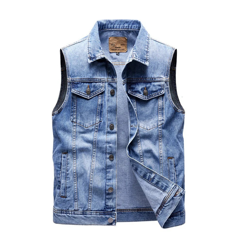 Spring Summer Men's Denim Vests Fashion Turn-Down Collar Cotton Jean Sleeveless Jackets Man Retro Streetwear Party Waistcoats 260803