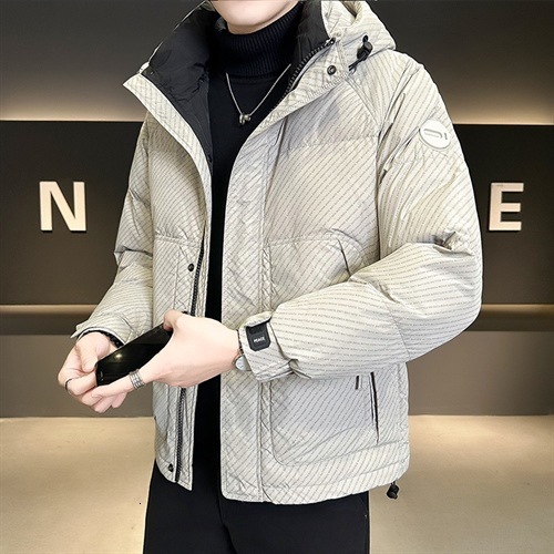 Fashion Men's Winter Solid Color Hooded Coats Male Short Thick Warm Jackets Men Clothes White Duck Down Overcoats