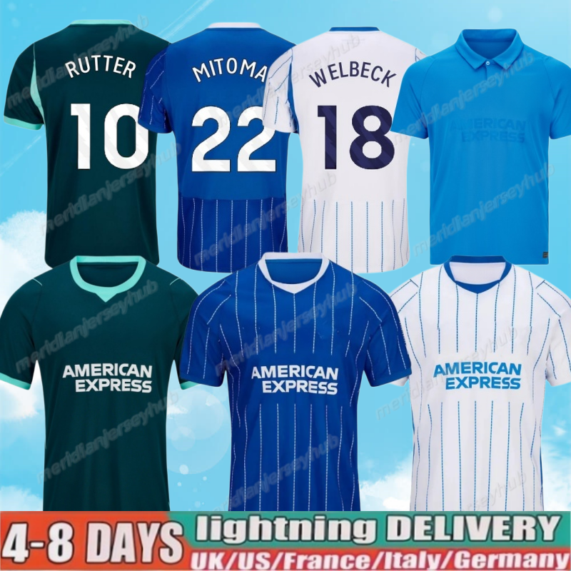 26 27 Brighton MAILLOTS DE FOOTBALL 125 anniversaire 2026 2027 HINSHELWOOD GRUDA 8 ADINGRA 11 MINTEH 17 PEDRO 9 MITOMA 22 hommes kit enfants JERS