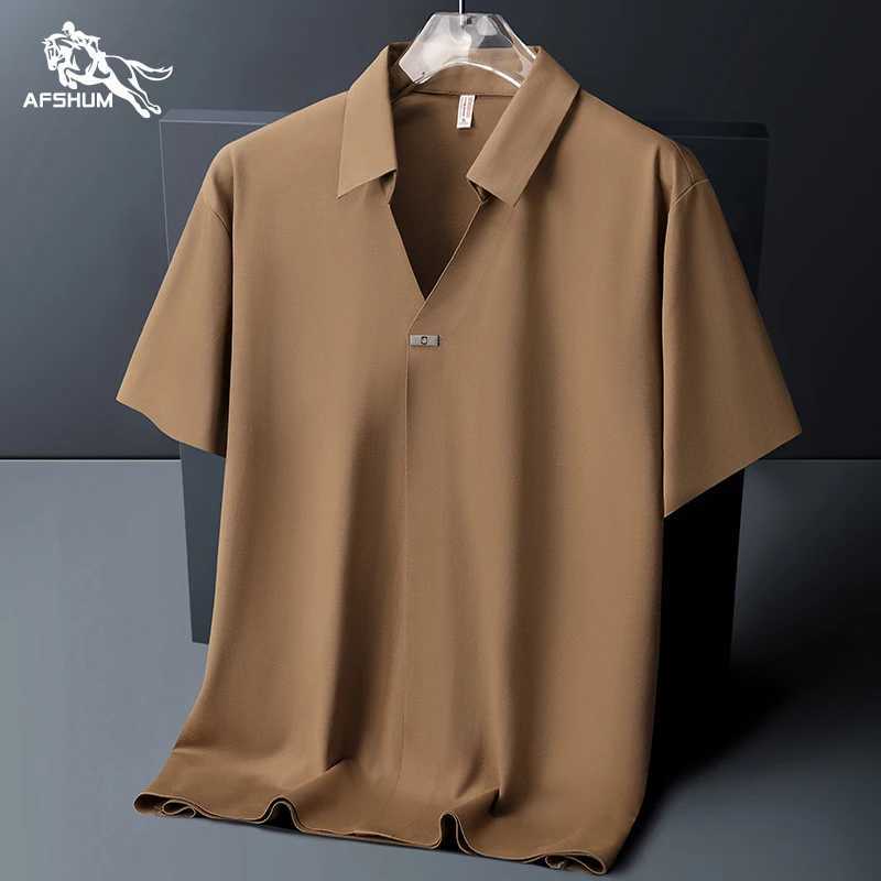 Polo Shirt Men M-6XL 7XL 8XL Summer New High Quality Mens Short-Sleeved Polo Shirt Ice Silk Men's Business Casual Polo Shirt 561 Z260805