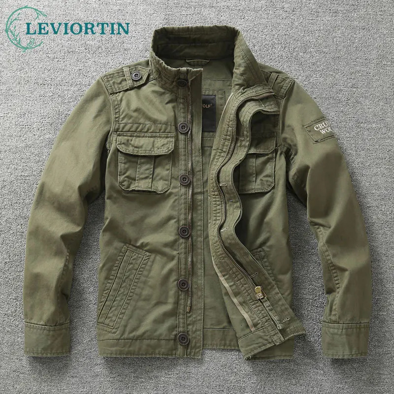 Autumn Men's Military Camouflage Cargo Jackets Multi-Pockets Heavyweight Cotton Outdoor Stand Collar Casual Workwear Jackets Man 260805