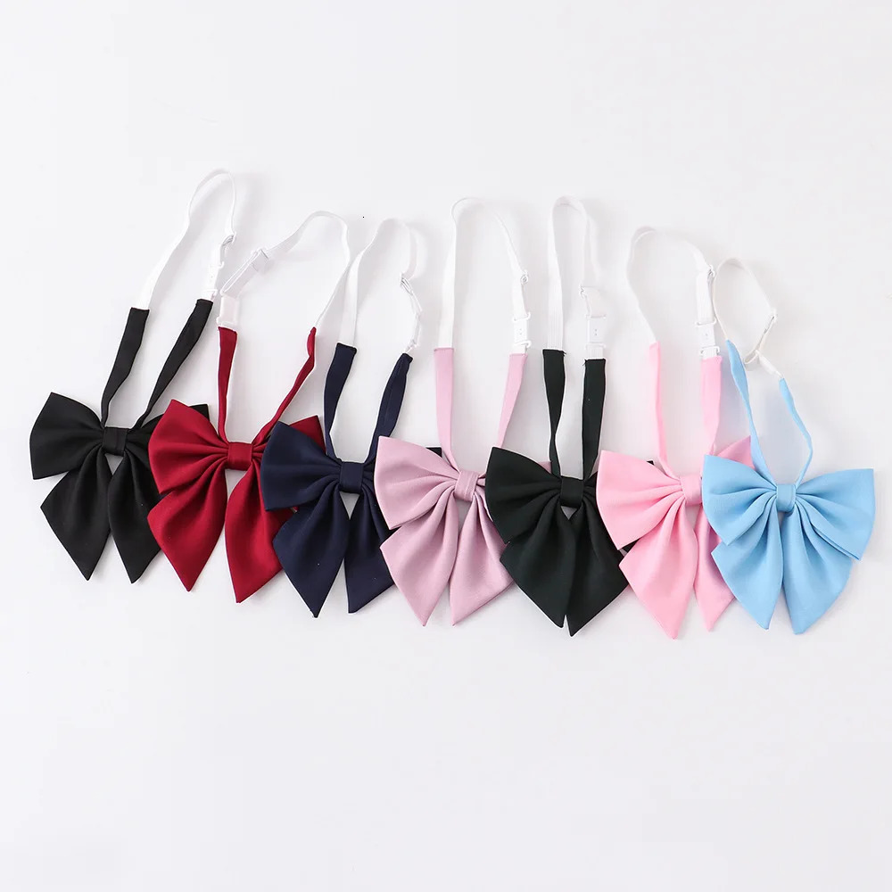 Fashion JK Bowties Solid Pink Blue Black Bow Knot 13cm Width Soft Cotton Butterfly Uniform DK Tie Women Daily Wear Shirt Cravat 260804