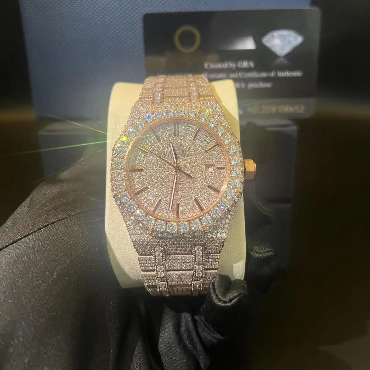 GRA certificate Pass Dia Tester Mens Square Wrist Iced Out Stainless Steel Buss Down Custom Watch Brand Hip hop trend Moissanite dia watch for men i