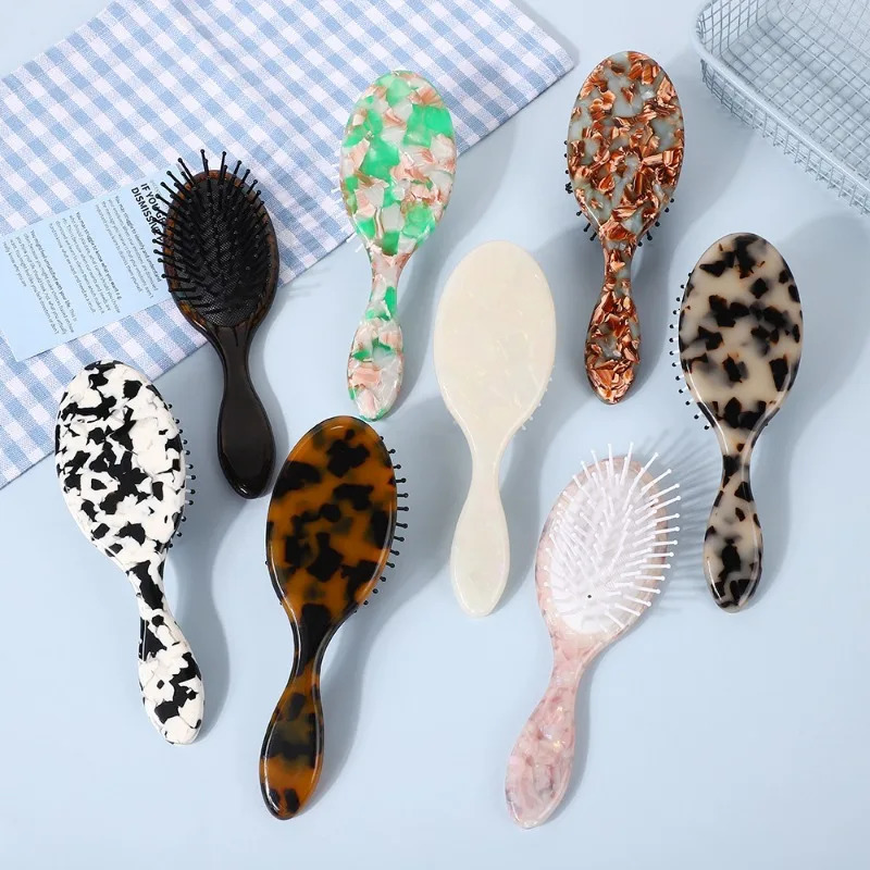 1PC Portable Mini Acetate Board Handheld Hair Comb French Vintage Cute Airbag Massage Comb for Home Use Professional Salon Brush 260805