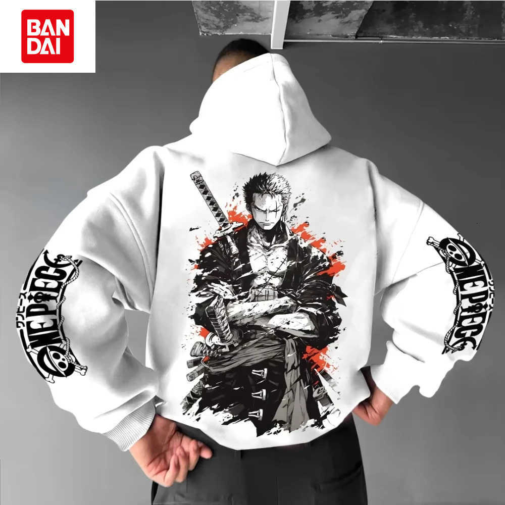 Bandai 2026 New ONE PIECE Roronoa Zoro Printed Hoodie Sweatshirt Men's and Women's Hoodie Men's Tops Sports Hoodie Harajuku Y2K Hoodi