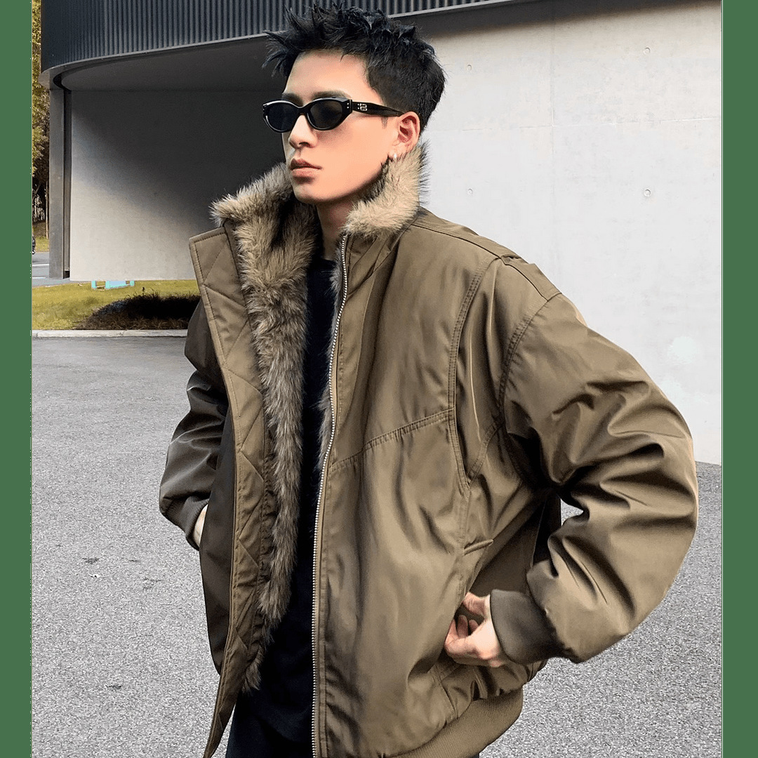 Winter Bestseller: Men's Zuo Shan Diao Jacket Hooded Collar, High-End Cotton Coat With Fleece Lining And Thick Fur Collar