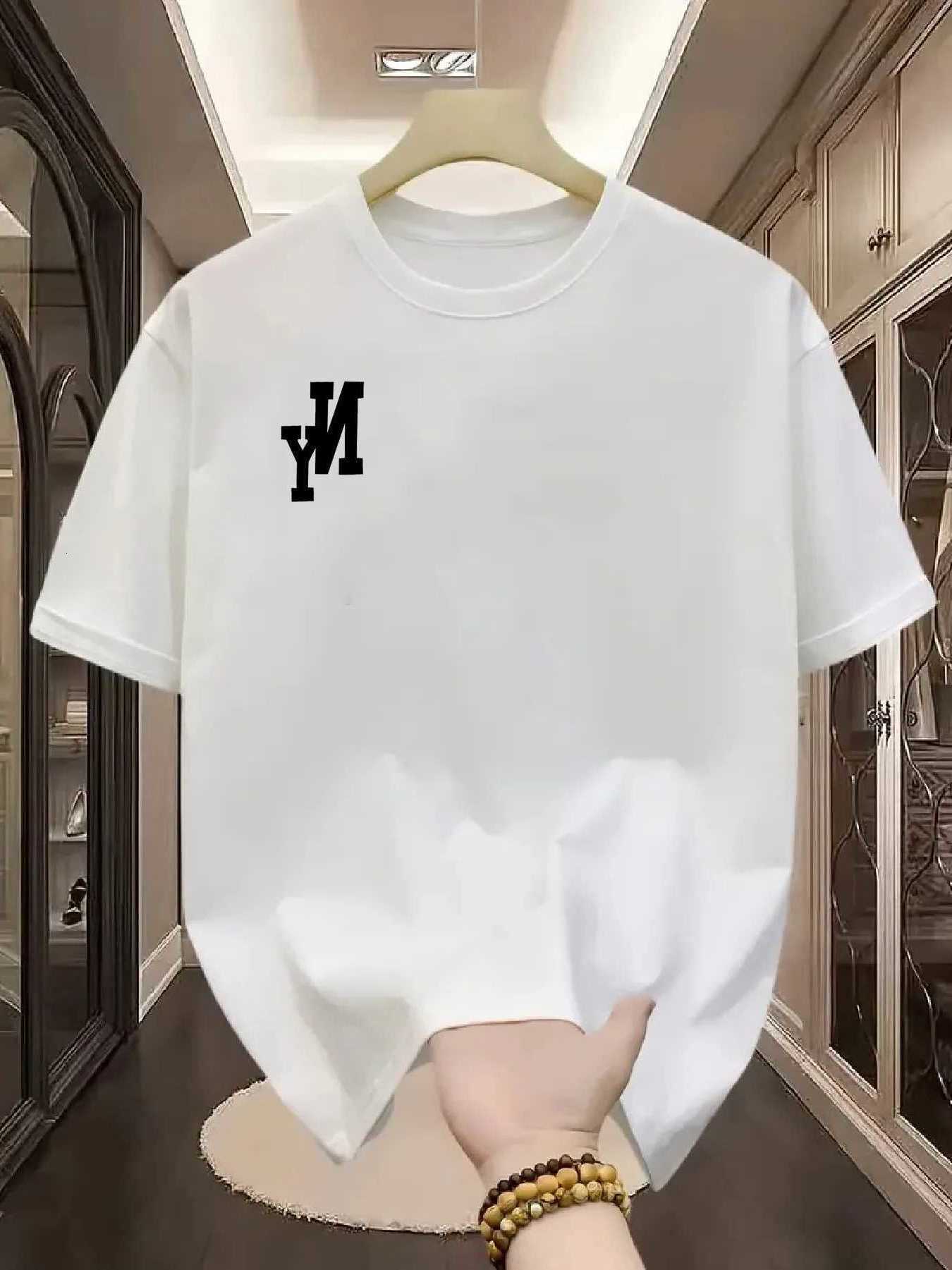 Summer Mens Short-sved T-shirt with A New York Pattern and A Casual Round-neck Design Suitable for Trendy Casual Outfits D260805