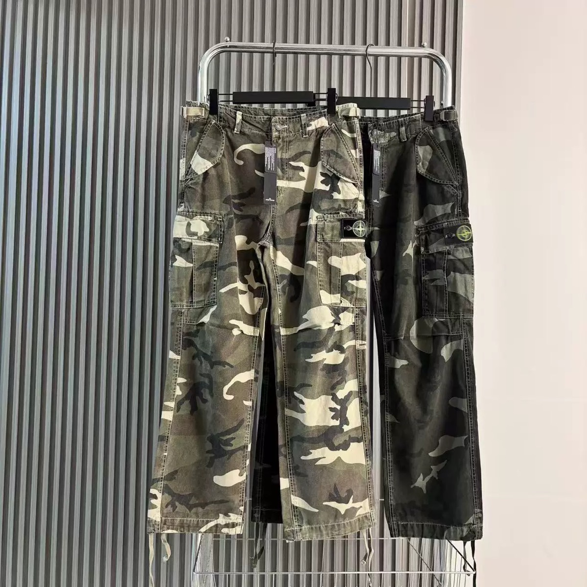 stone pants Cargo Pants Vintage Washed Loose Straight Multi Pocket Tactical Work Trousers Street Style Casual Pants For Men