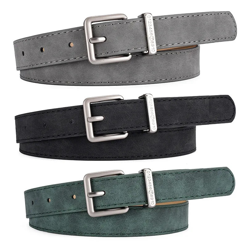Suede Leather Pu Women's Belt Fashionable Casual All-match Jeans Accessories Girdle Gothic Retro Silver Pin Buckle Waistband 260804