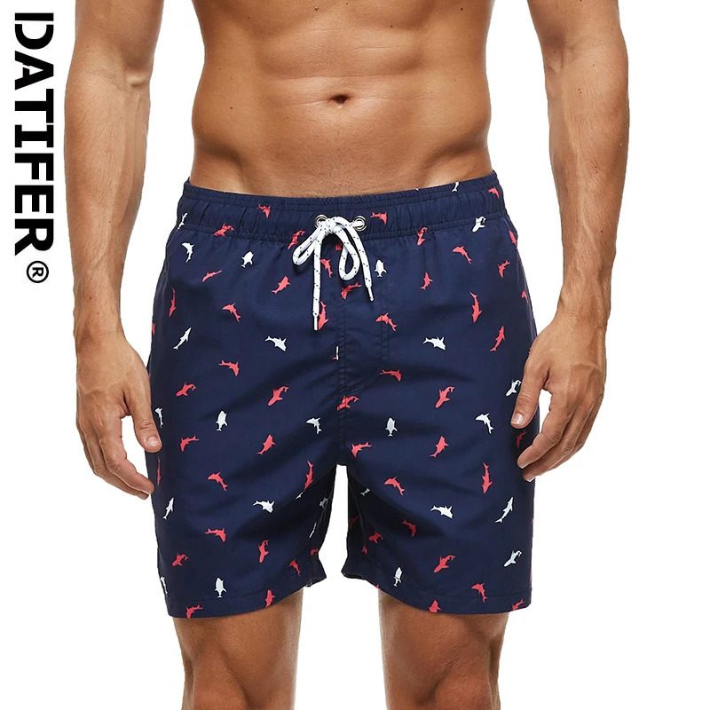 DATIFER Summer Fashion Polyester Men Shorts Beach Quick Dry Printing Swimsuit Plus Size Mesh Liner Surfing Gym Shorts Men 260805