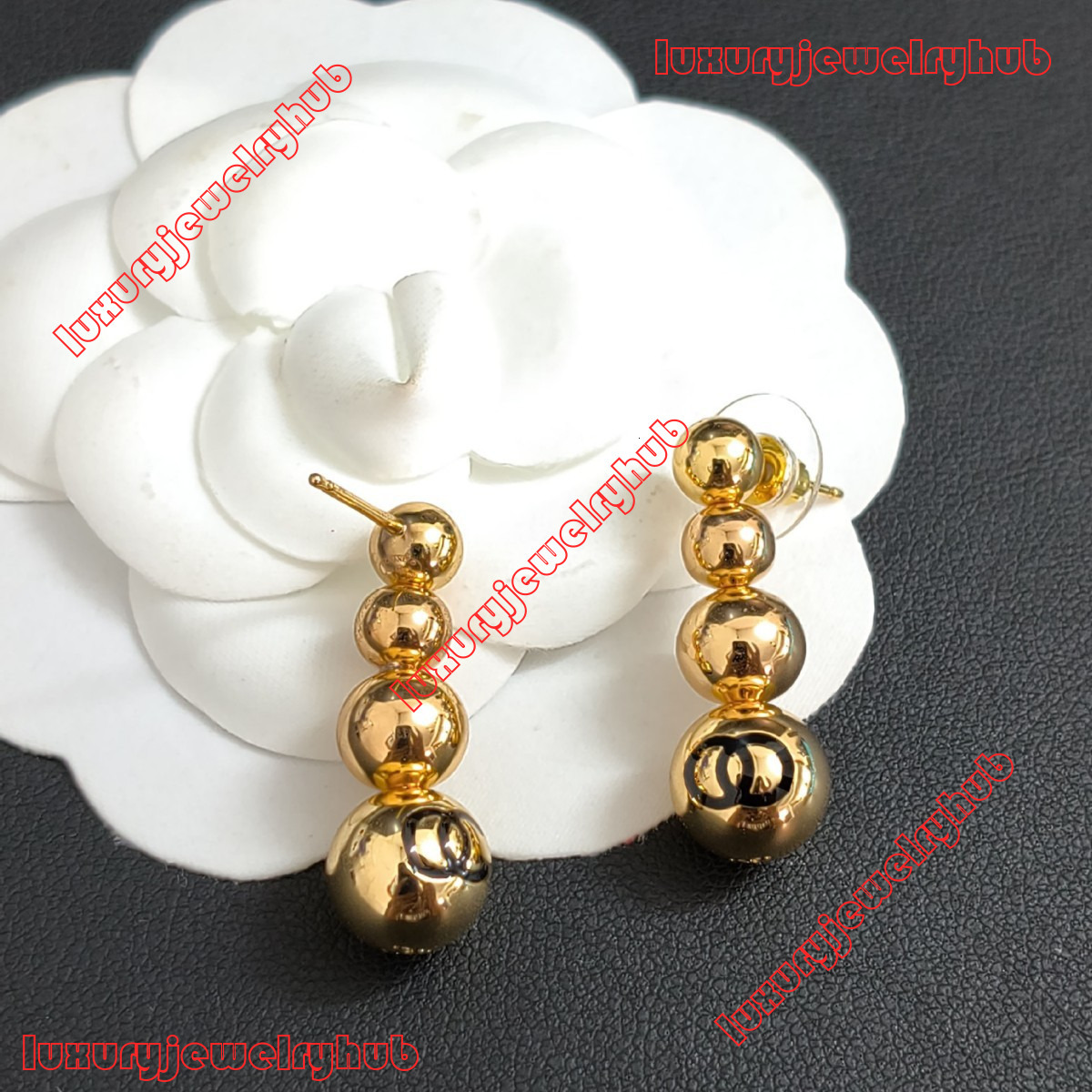 Designer Jewelry 26 New Model Round Ball Earrings Fashionable Design Light Style Copper Plated With Real Gold CC Earrings