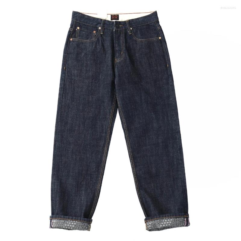 Men's Jeans Autumn And Winter American Retro 14OZ Primary Color Selvedge Denim Cotton Washed Old Heavyweight Straight Pants