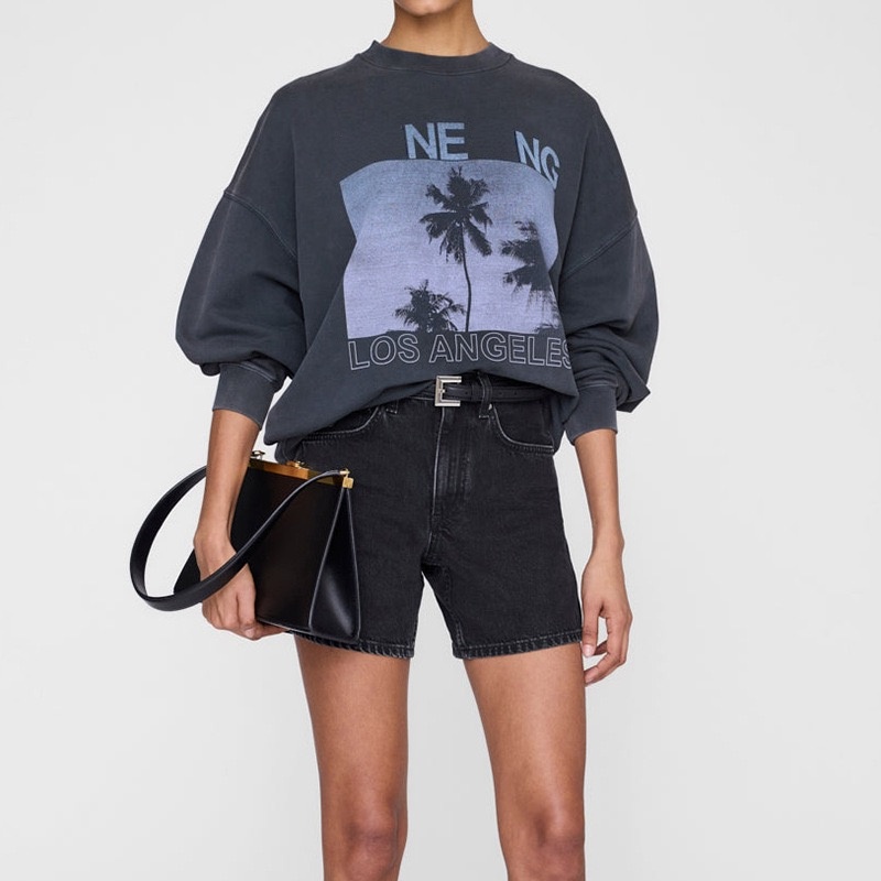 nouveau sweat-shirt à capuche imprimé lettres paysage, Vintage, noir lavé, teint, pull décontracté