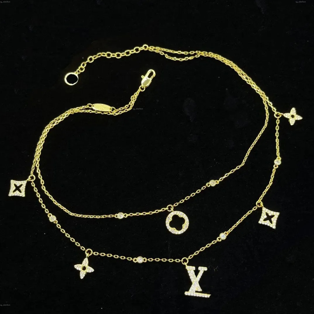 Collier pendentif Double couche pour femmes, bijoux en or galvanisé de haute qualité