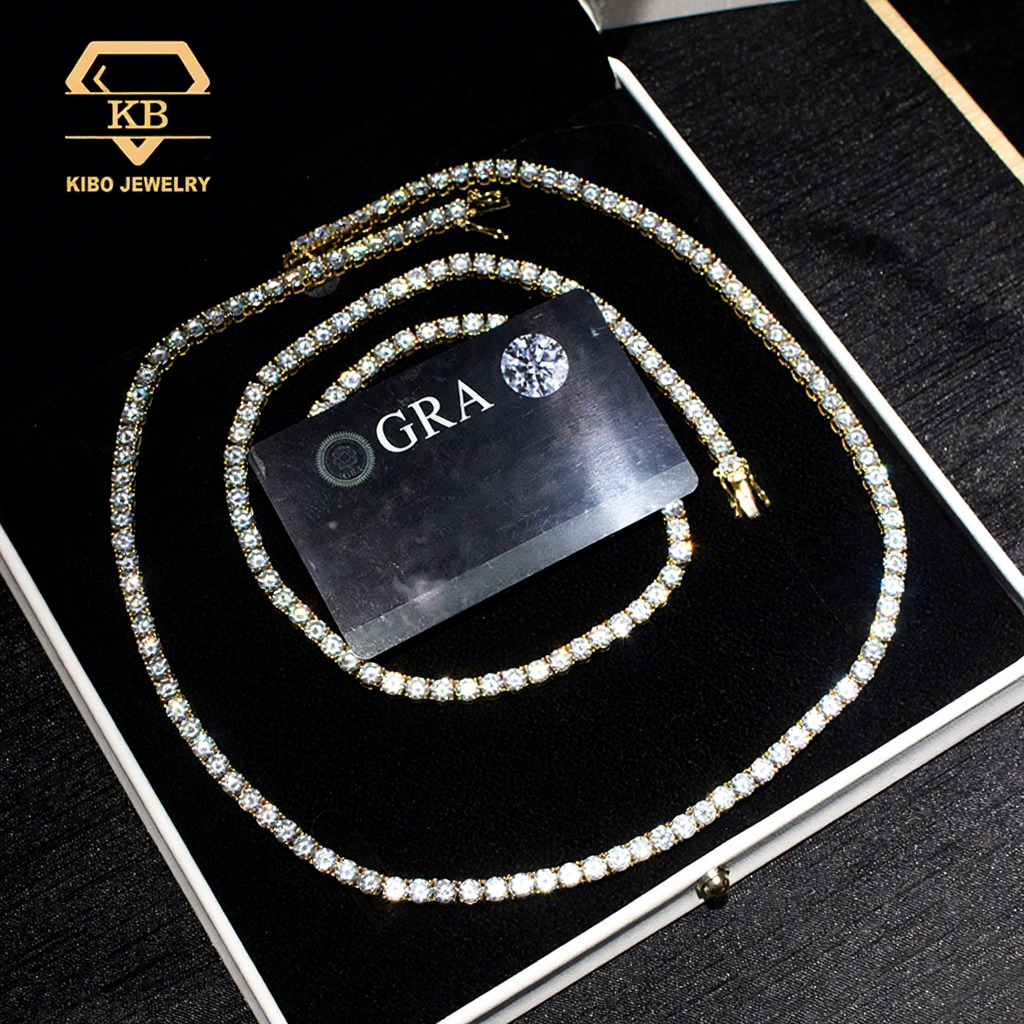 High Quality KIBO 5mm 925 Silver Moissanite Ice Tennis Chain Trendy Unisex Sparkling New Arrival