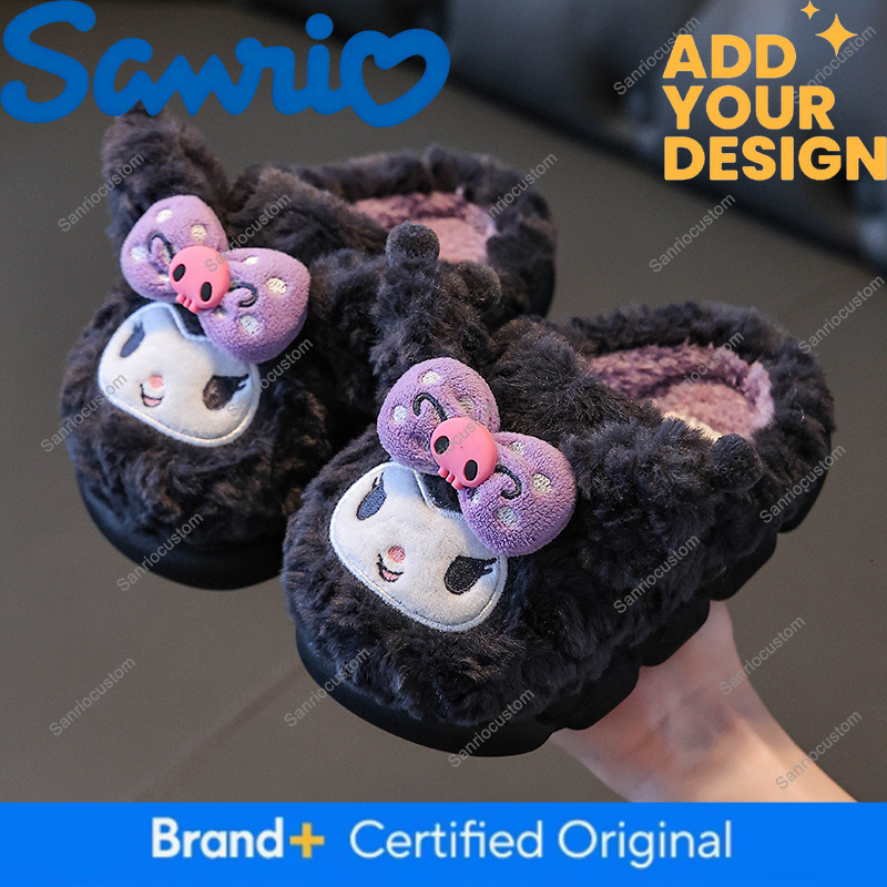 Sanrio Children's Cotton Slippers for Girls Cute Princess Baby Home Indoor Mother-Daughter Non-Slip Warm Furry Shoes fbe