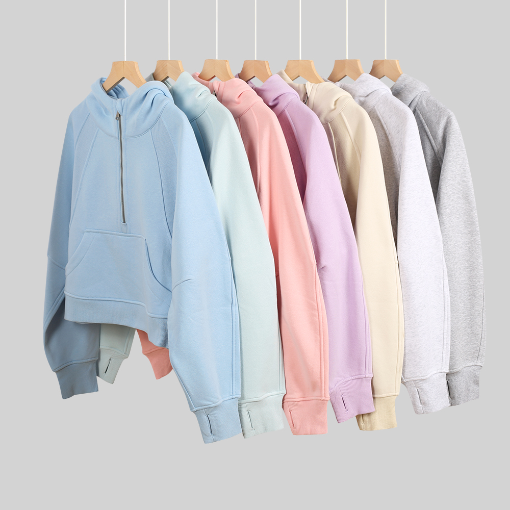 yoga hoodies womens designer all zippers sweatshirt jackets autumn and winter thick hoodys sports half zip terry designer sweater loose clothes