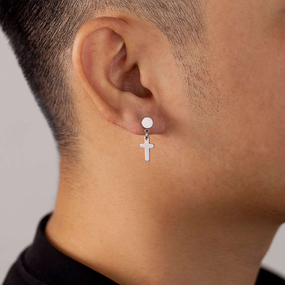 Fashion Classic Retro Cross Personality Hip Hop Street Versatile 925 Sterling Silver 18K Gold Earrings Accessories