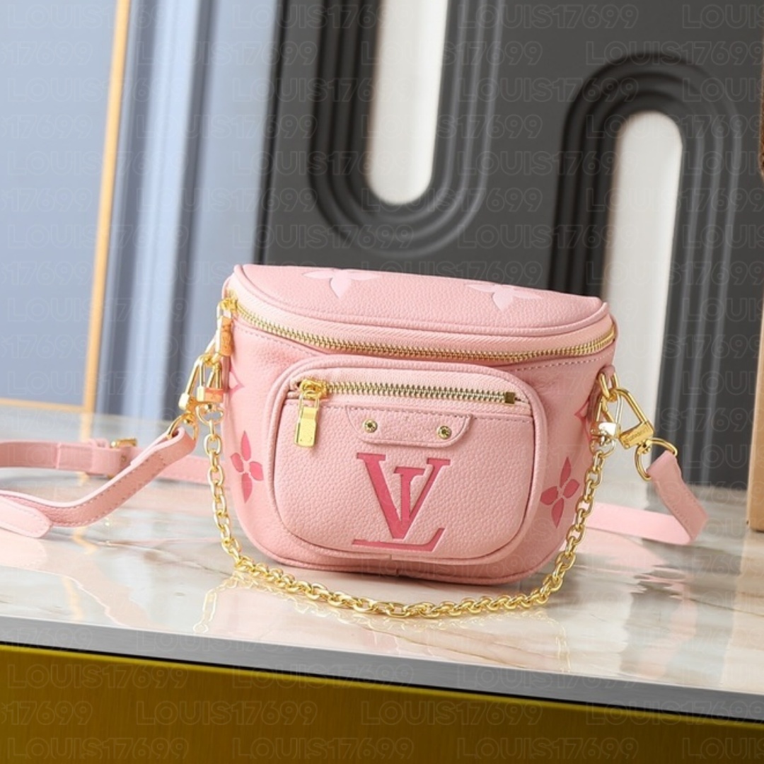 10a top Luxury Fashion Ladies Light Blue Denim Waist Bag Monogram Mini Bumbag Metal Chain Removable Strap Crossbody Chest Bag Outdoor leisure wallet