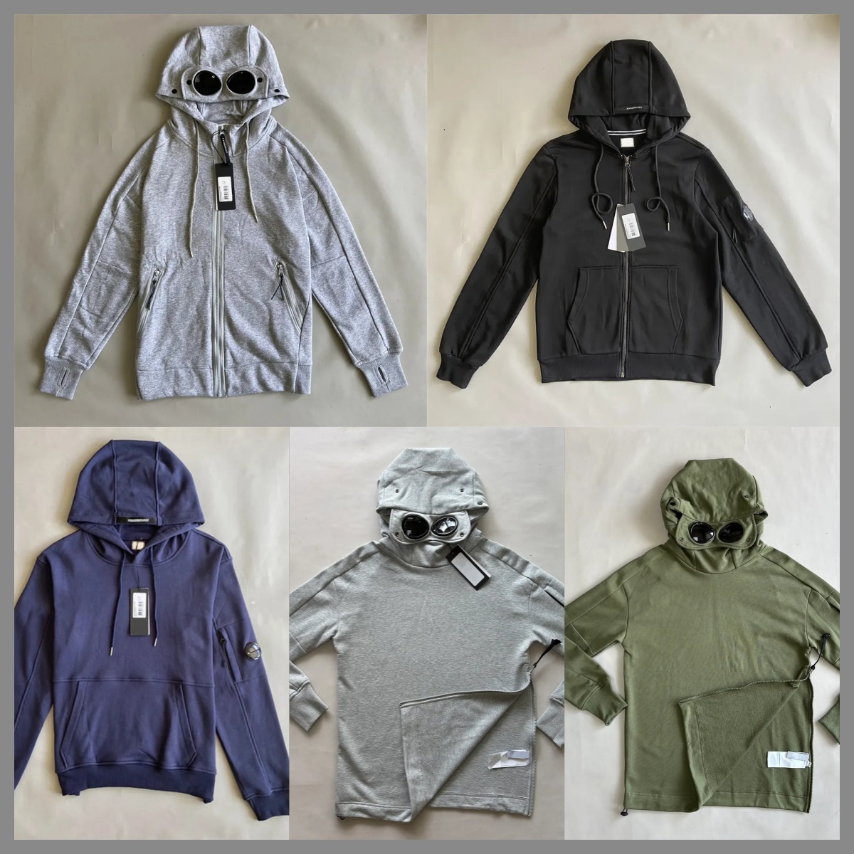 cpmen Men's Hoodies Designer With Glasses Solid Color Loose Zipper Up Cotton Jacket High Street Casual Top Quality Hood Sweatshirt