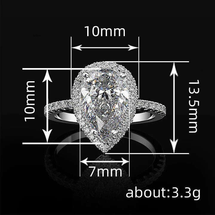 CAOSHI E-commerce Creative Sparkling Water Drop Shape Moissanite Ring Ladies Wedding Jewelry Wholesale