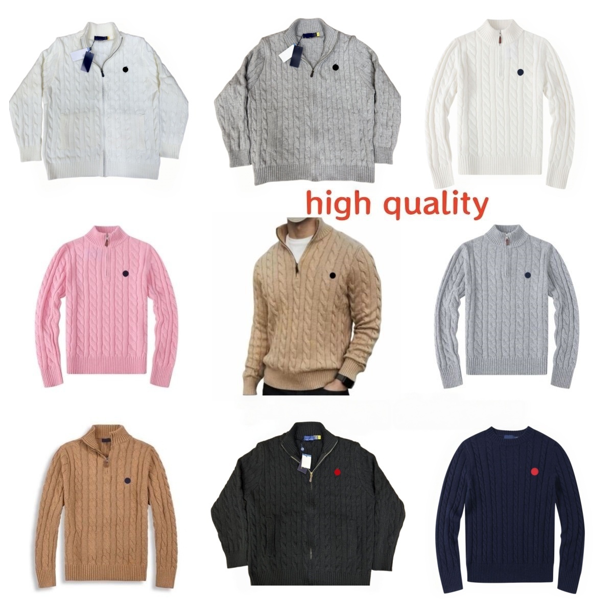 Polo Quarter Zip Cardigan Designer Mens Wool Sweaters Casual High Quality Half Zip Embroidery Women Hoodie Winter Long Sleeve Pullover Sweater