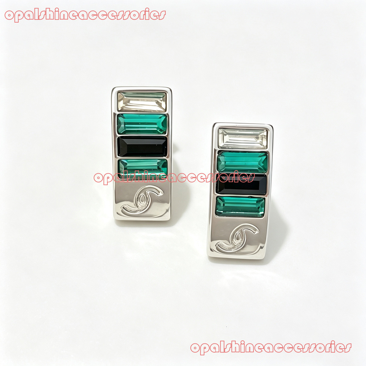Designer Jewelry Channel 26 new model sugar cube green dia stud earrings light fashion design classic and versatile everyday wear for women CC Earri