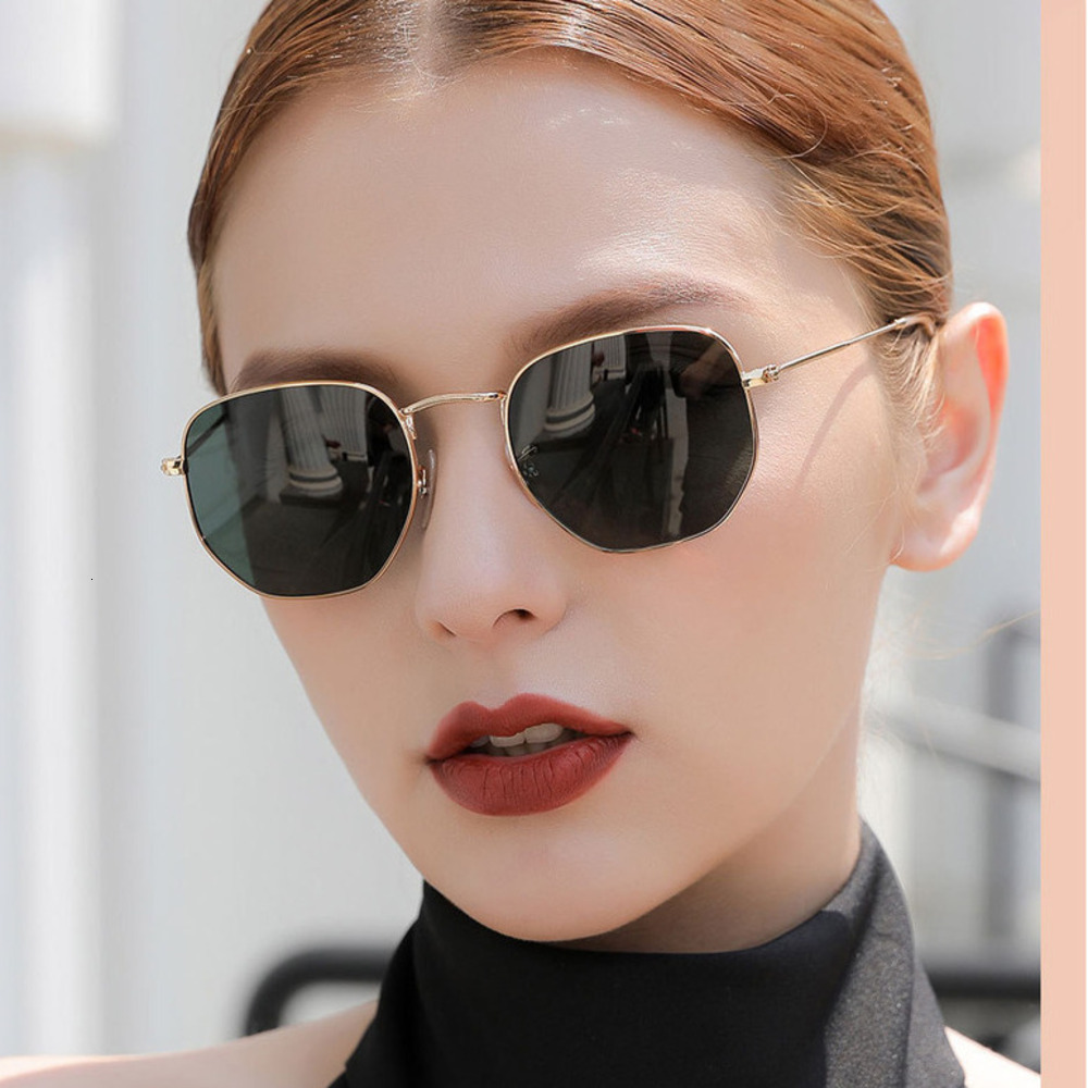 Sunglasses Men Sunglasses Women Y2K Oversized VUV400 Metal Polygon Sunglasses For Women, European And American Trendy Small Frame Colorful Ocean Len