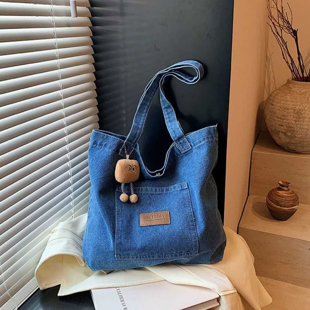 Bag Shopping Shoulder Bag Denim Large Capacity Korean Style Cowboy Underarm bag Handbag Leisure Tote Bag Travel H260805