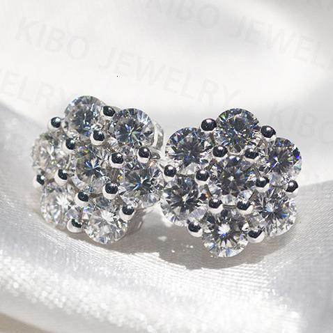 Wholesale Custom Classic Fine Jewelry Earrings Men VVS Moissanite 925 Sterling Silver Iced Out 9mm Flowers Stud Earings Women