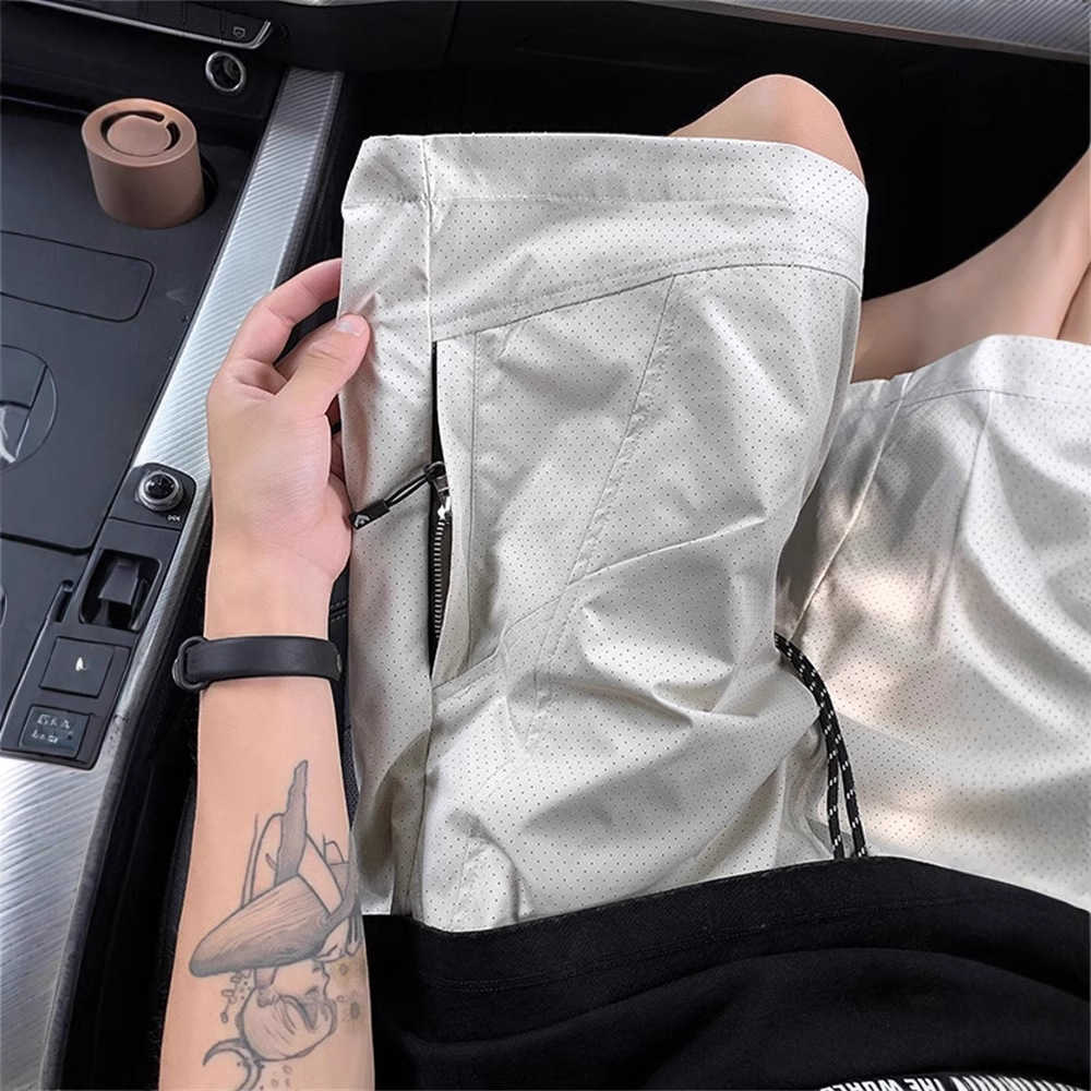Mesh Ice Silk Shorts Men Summer Thin Side Zipper Sports Five-Point Shorts American Style Functional Quick-Dry Cargo Pants S260804SHUN