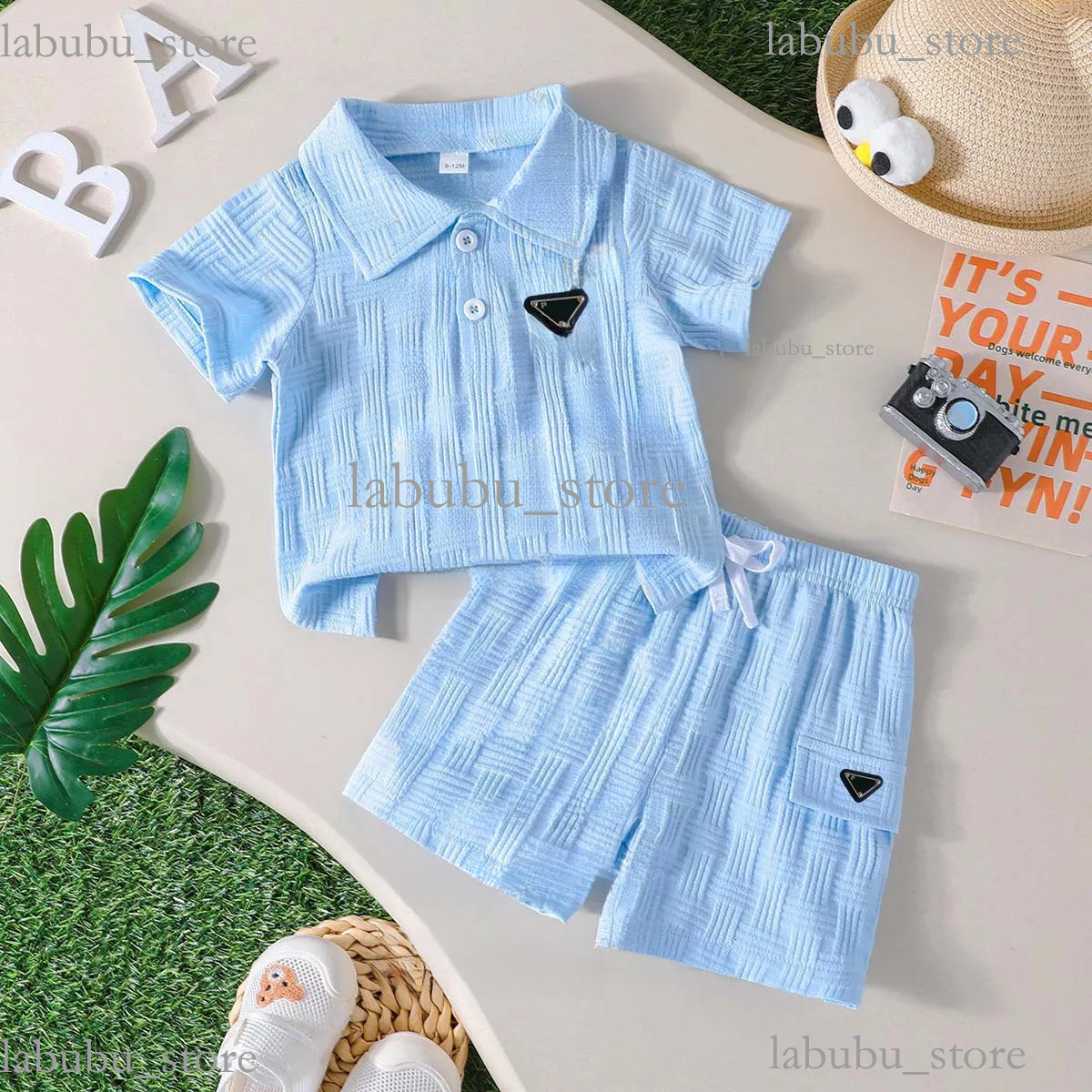 Children S Clothing Years Baby Boy Summer Clothes Luxury Designer Casual Fashion Breathable Solid Color Short Sleeve T Shirts And Shorts Two Piece S