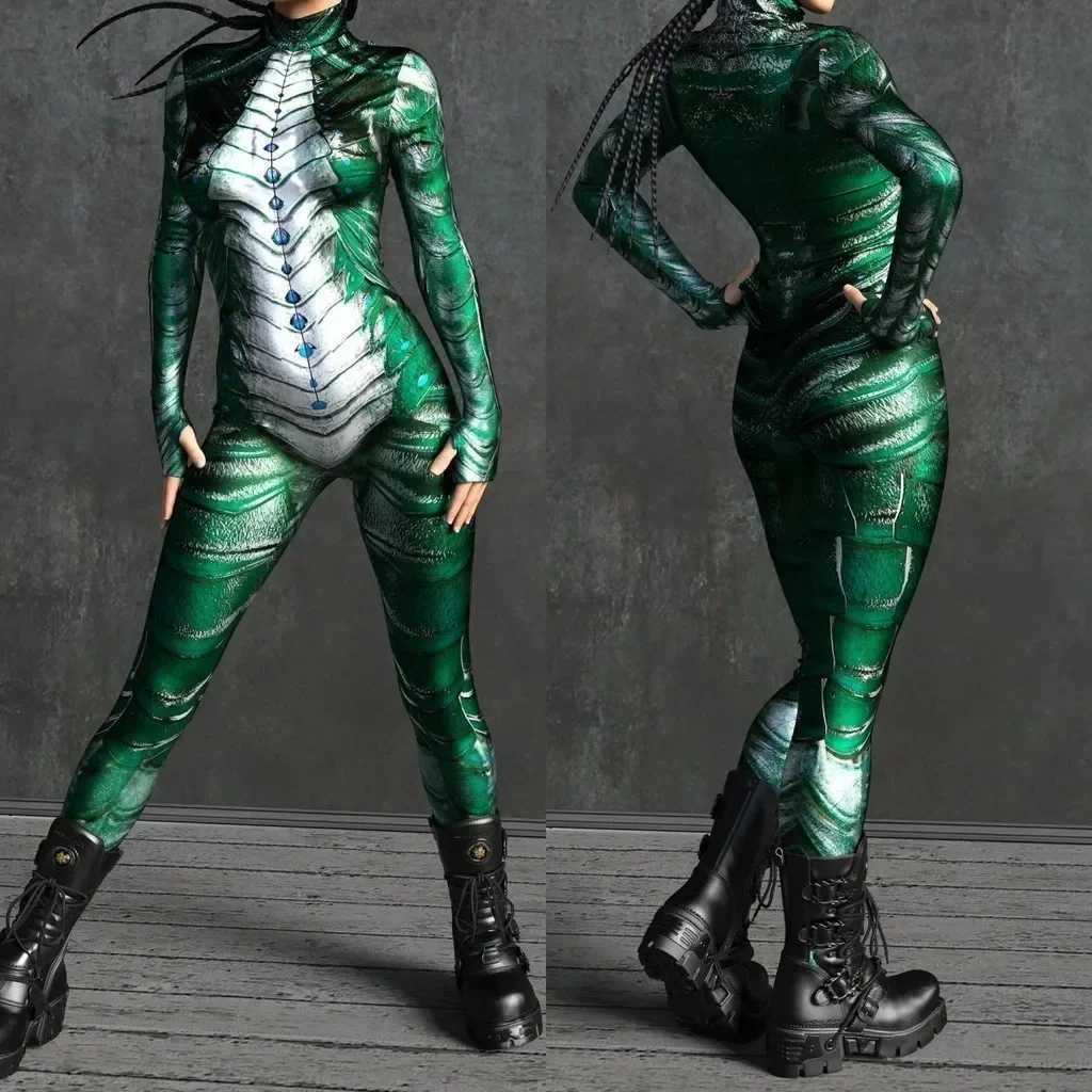 Unisex Cyber Punk 3D Digital Printing Halloween Party Role Play Outfit Women Men Cosplay Costume Carnival Jumpsuit T260804